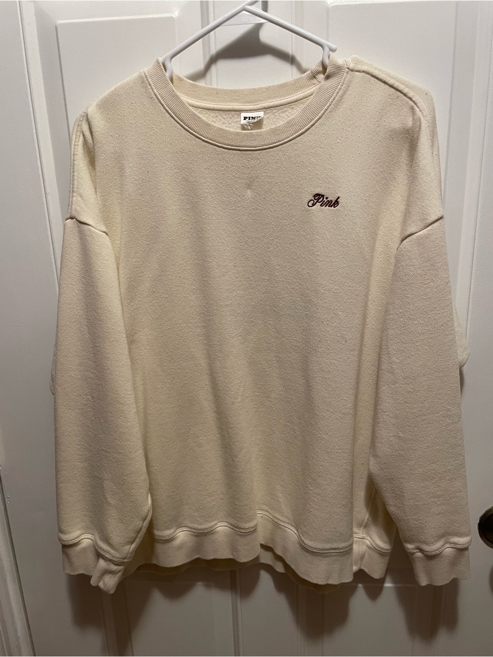 PINK Victoria's Secret Cream Crewneck Sweatshirt - size large EUC